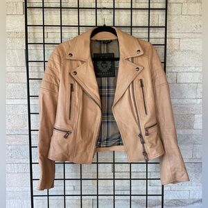 BellStaff Leather Biker Jacket In Camel